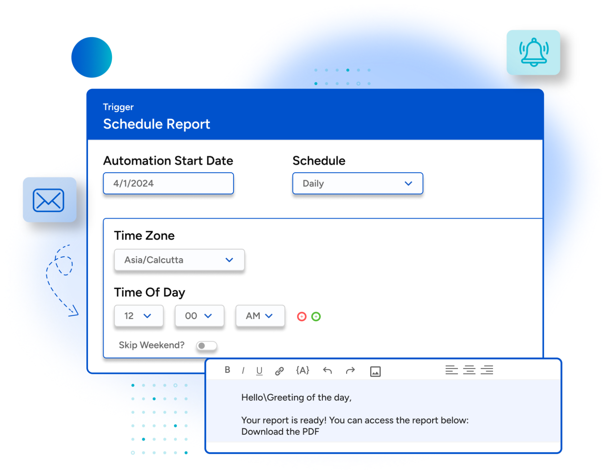An image showing SurveySensum’s feature of scheduling reports to the inbox.