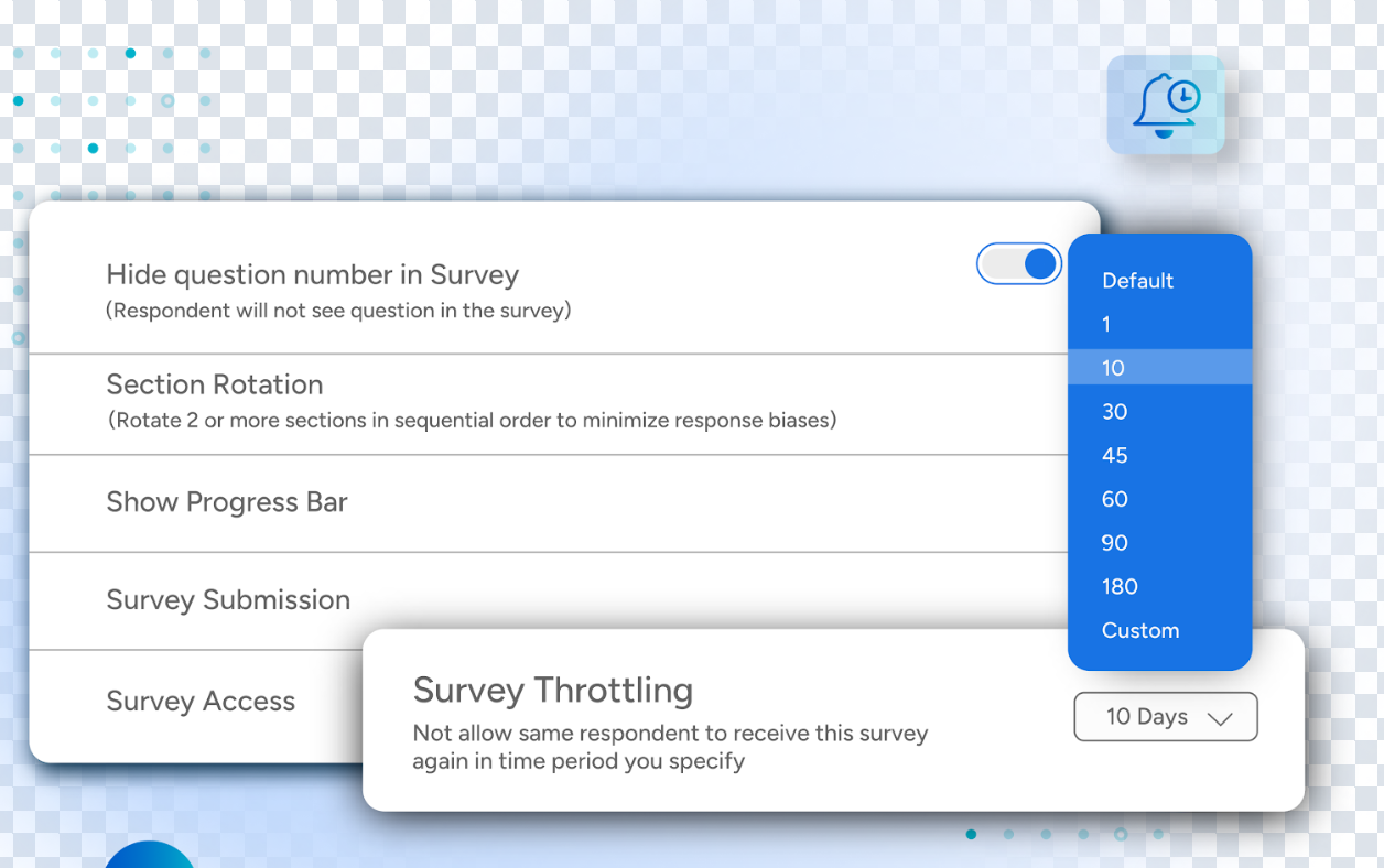 An image showing SurveySensum’s survey throttling feature.