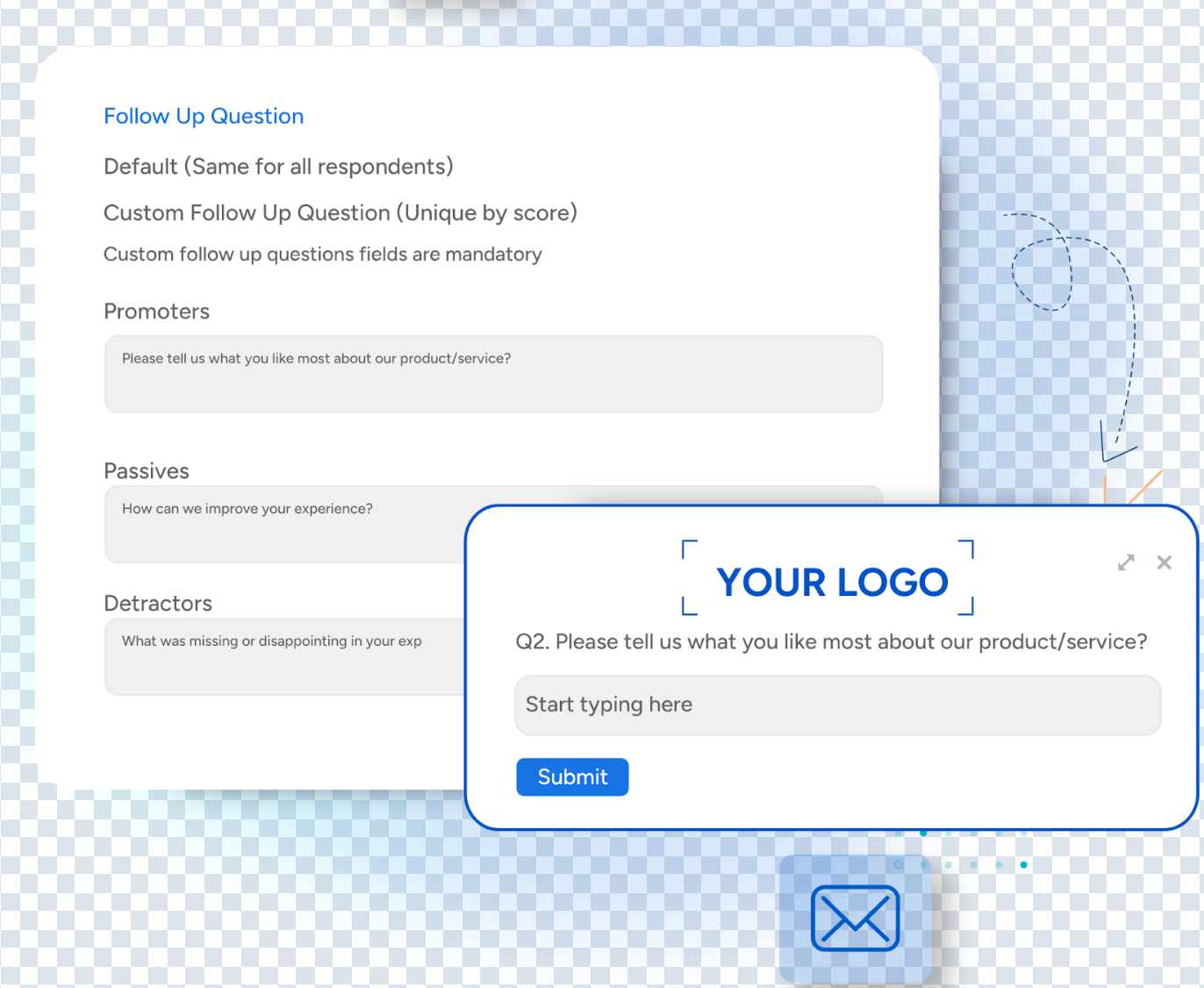 An image showing SurveySensum’s customized NPS follow-up question.