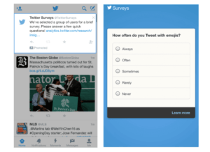 A screenshot of Twitter asking users to fill out a survey to improve their experience