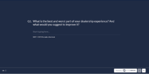 This image shows an example of a confusing survey question where the customer is being asked about the best and worst part of their dealership experience and any suggestions to improve the experience - all in one question.