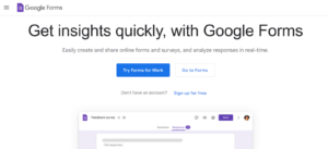 An image showing the homepage of Google Forms
