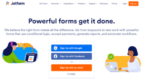 An image showing Jotform’s homepage 