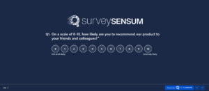 An image showing the Product NPS survey created on the SurveySensum tool asking - How likely are you to recommend this product to a friend or colleague on an 11-point scale