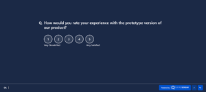 An image showing a Prototype test survey created on the SurveySensum tool asking - How would you rate your experience with the prototype version of our product? on a 5-point Likert scale