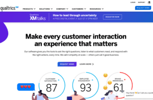The image showing the homepage of Qualtrics, the third automotive customer feedback tool