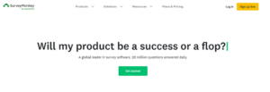 An image showing SurveyMonkey’s homepage 