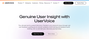 An image showing UserVoice’s homepage