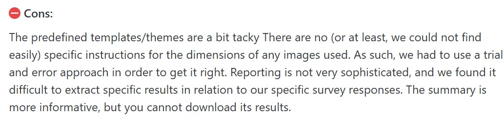 The image shows a con of GetFeedback.