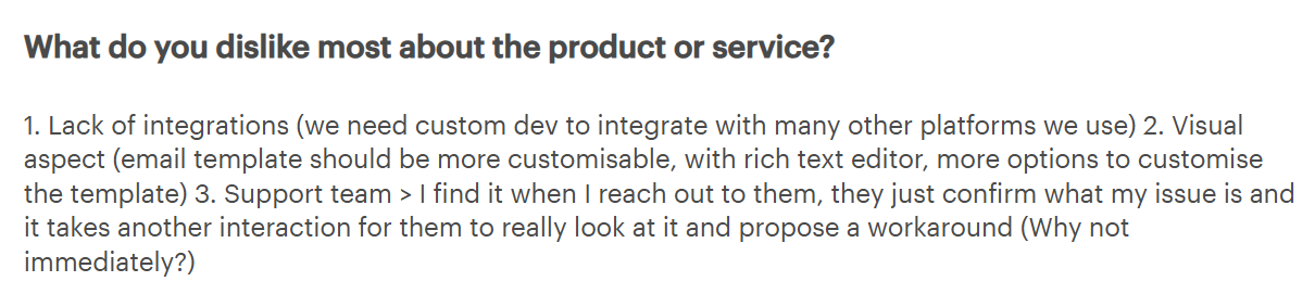 The image shows a con of GetFeedback.