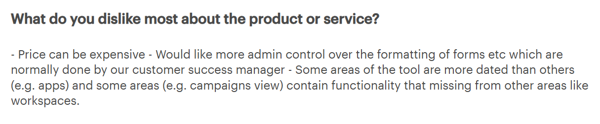 The image shows a con of GetFeedback.