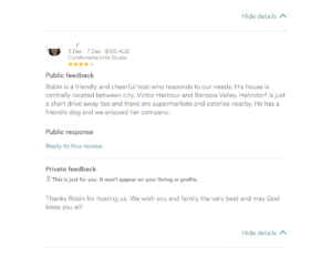 A screenshot of Airbnb responding to website feedback