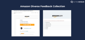 The image shows the example of Amazon collecting feedback from diverse channels 