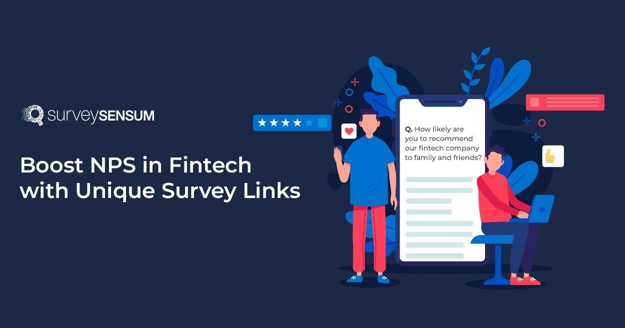 This is the Banner image of Boost NPS in fintech with unique survey links where customers can be seen answering NPS survey via unique survey links