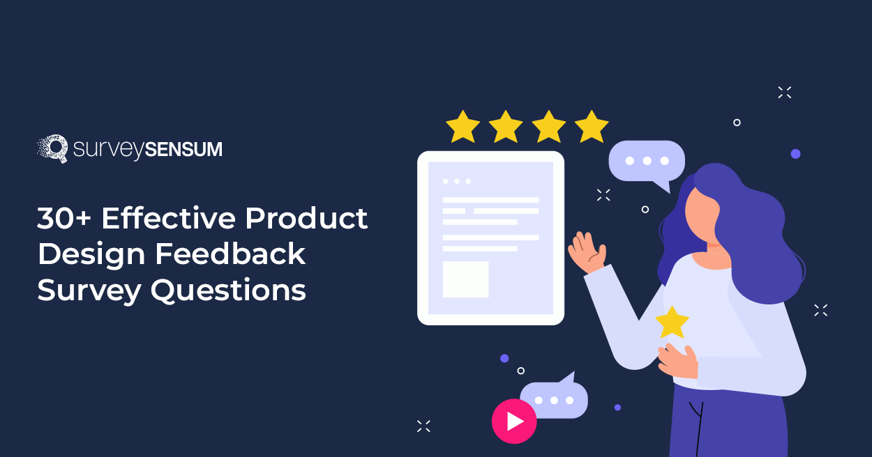 This is the banner image of product design feedback survey questions. Here a customer is giving feedback on the website design.