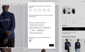 An image showing the Calvin Klein customer satisfaction form