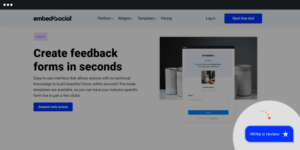A screenshot showing customer feedback website through the example of EmbedSocial feedback button survey