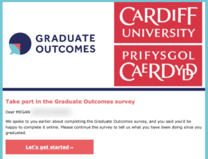 This image shows the Gentle reminder survey by Cardiff university 