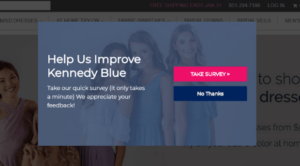 An image showing customer feedback website of Kennedy Blue pop-up survey