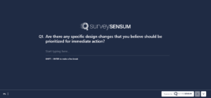 The images show an example of a product design feedback survey on the product’s improvement priorities where the user is being asked which design change they think should be prioritized