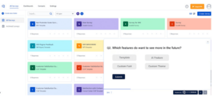 An image showing the product feedback form created on the SurveySensum tool asking which feature you want to see more in the future 