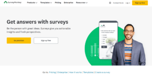The image shows the second mobile survey tool- SurveyMonkey