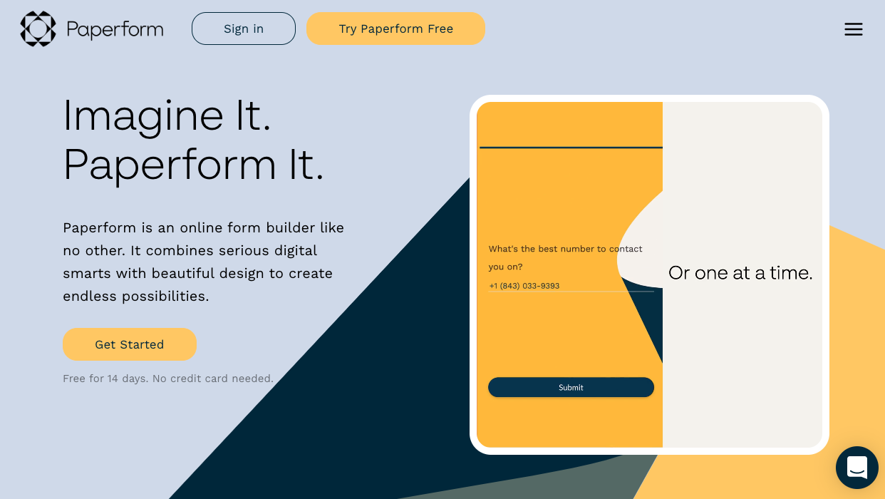 This is the image of the Paperform homepage