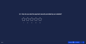 An image showing one of the website usability survey questions asking - How do you rate the payment security provided by our website?
