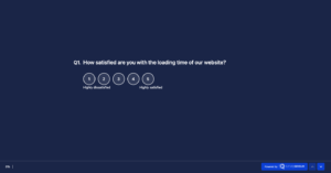 An image showing one of the website usability survey questions asking - How satisfied are you with the loading time of our website?