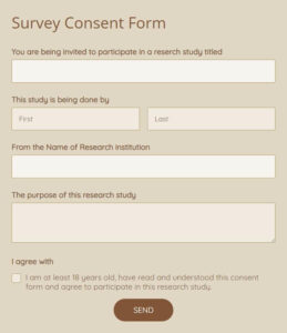 This is an image of a survey consent form where the respondent is being asked to fill out their consent to participate in the survey.