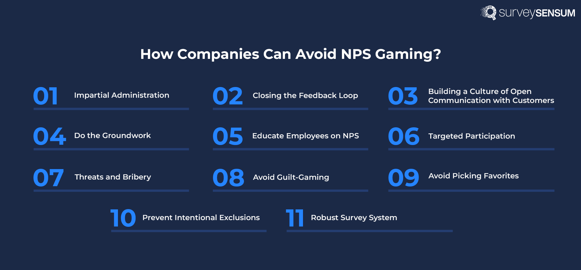 The image shows all the strategies that can be used to stop NPS gaming. 