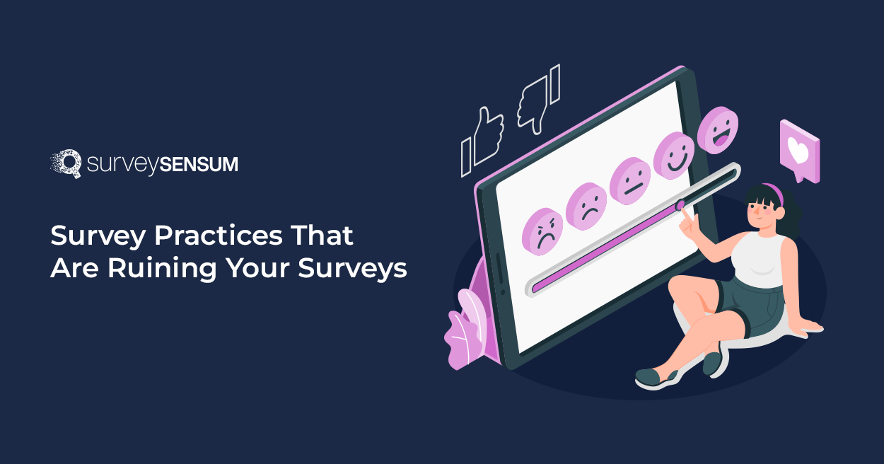 This is the Banner image of survey practice where a customer is filling out a survey form by giving the rating of her satisfaction level on an emoticon scale.
