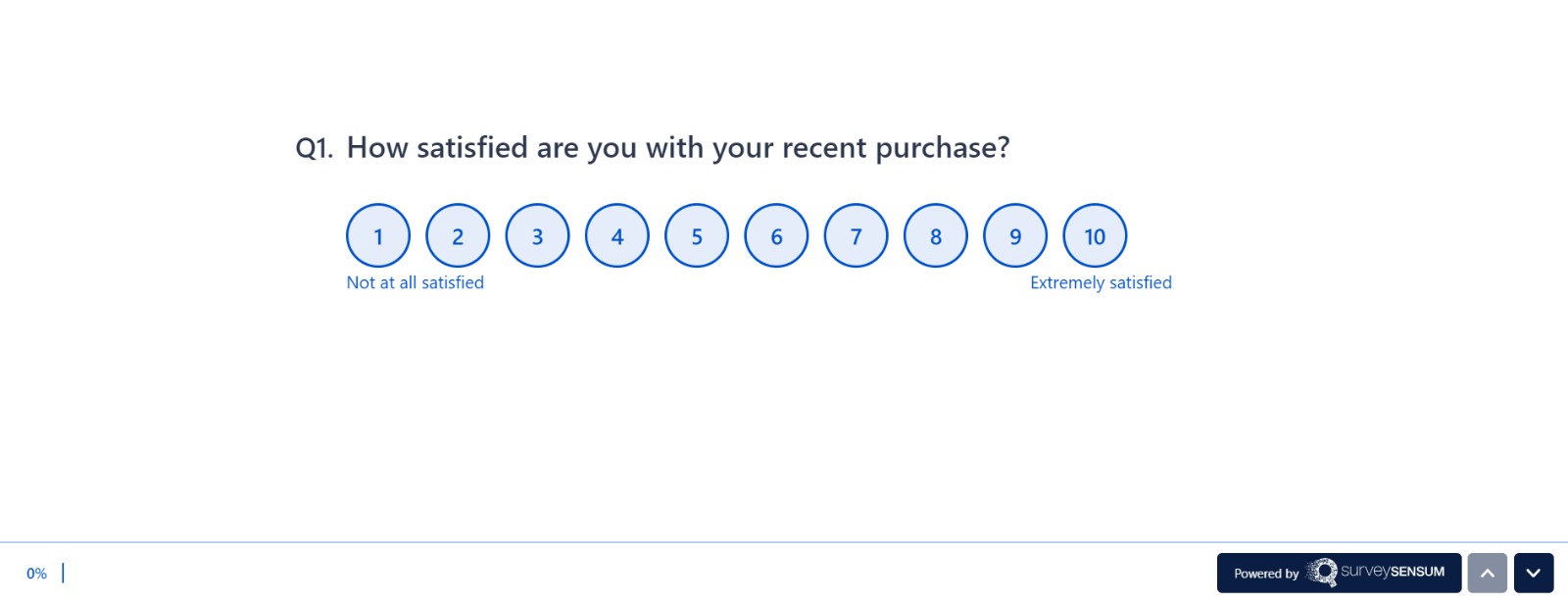 This image shows the open-ended survey question. How satisfied are you with your recent purchase?