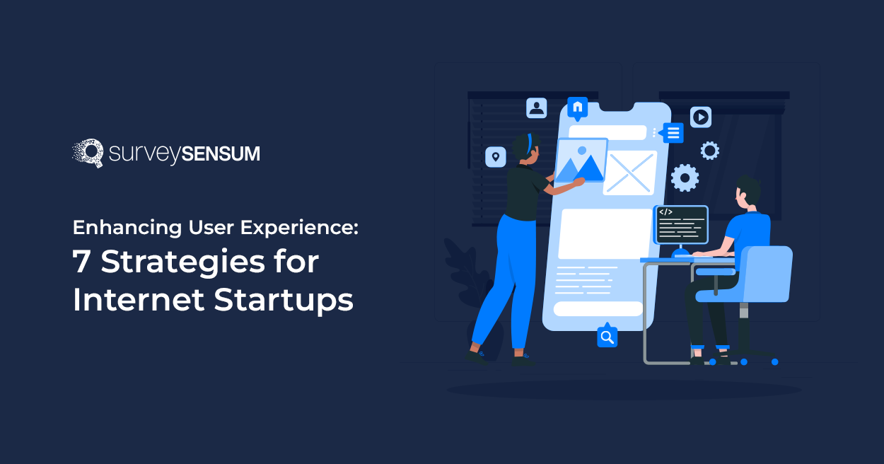 A banner image that shows two people explaining what UX strategies for startups you can develop to elevate the customer experience.