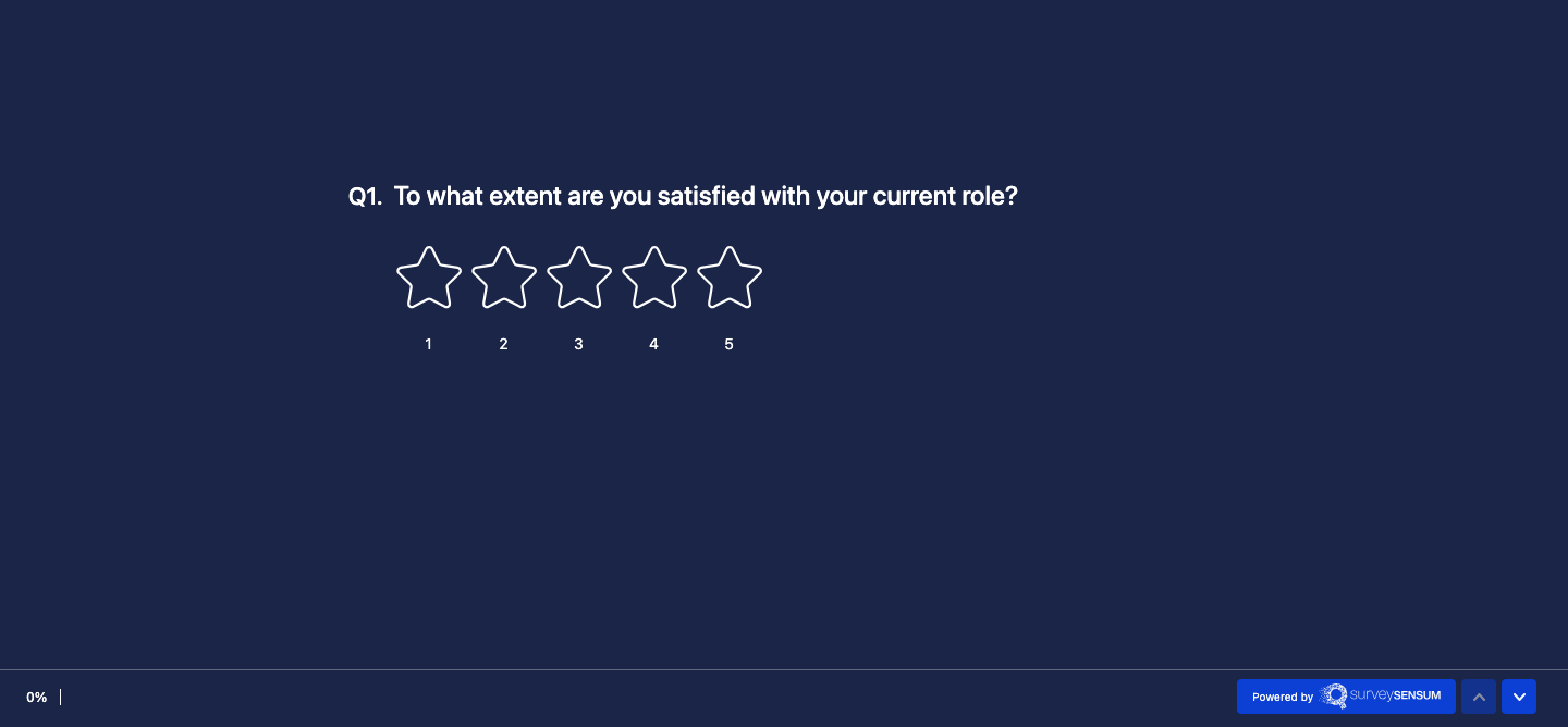 An image that shows a screenshot of a survey question asking “To what extent are you satisfied with your current role?”