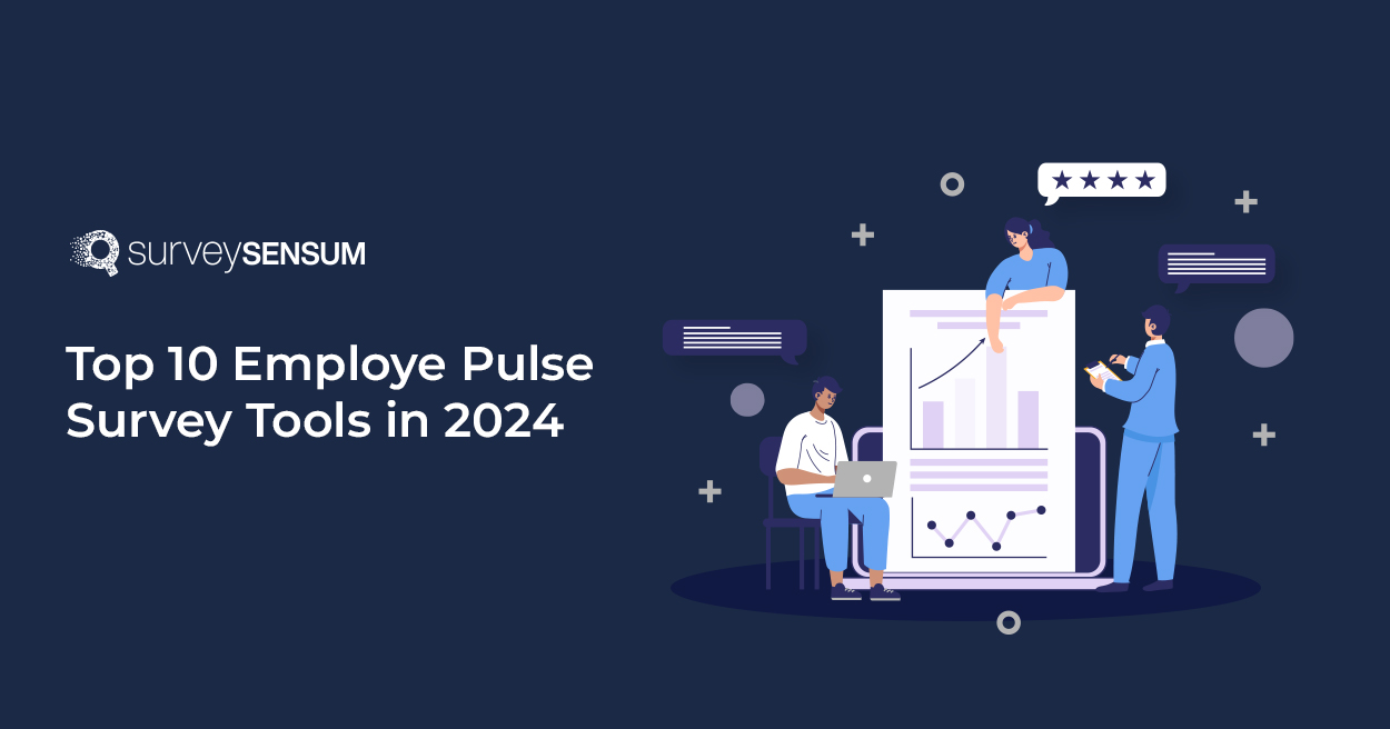 This is the banner image of employee pulse survey tools where employees are working and providing feedback to their managers.