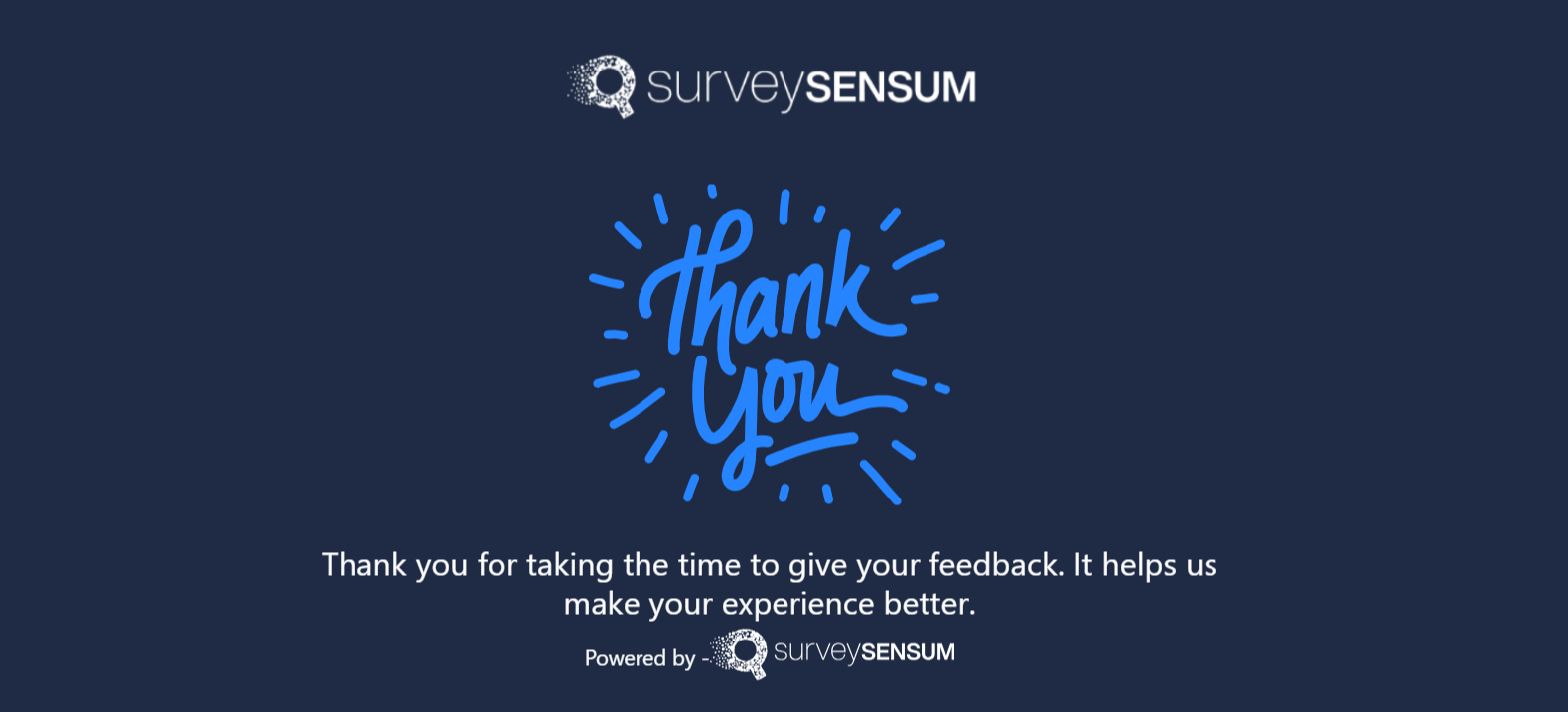 This is the image of the survey redirect feature of SurveySensum where respondents are redirected to a thank you page.