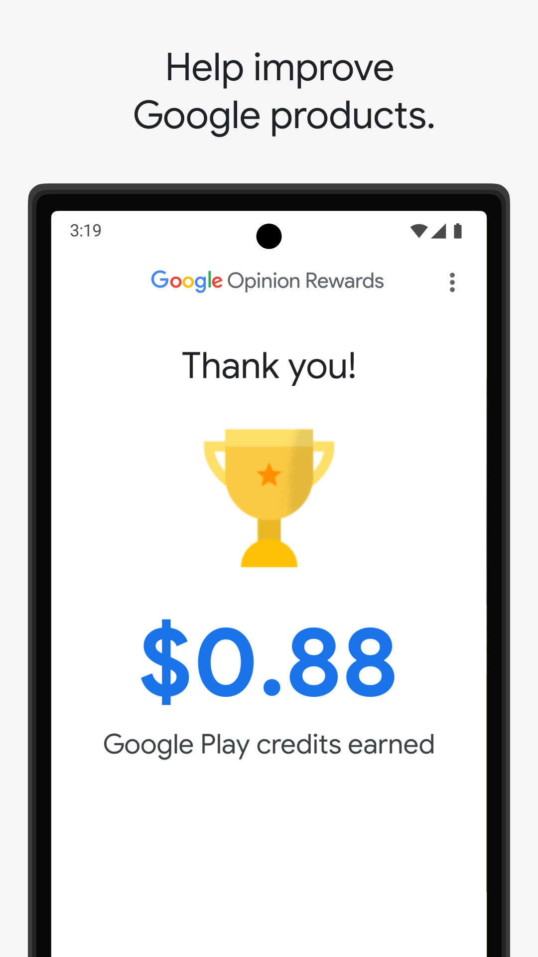 This is the image of the Google Rewards program where the user is rewarded with money that can be redeemed in the Google Play Store.