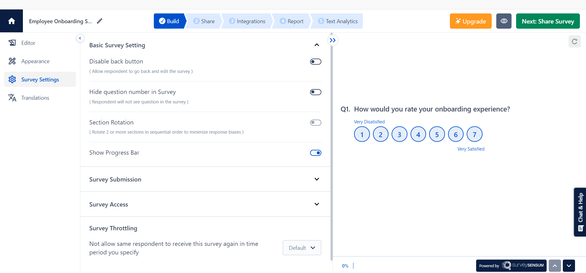  This is the image of the survey customization options offered by SurveySensum 
