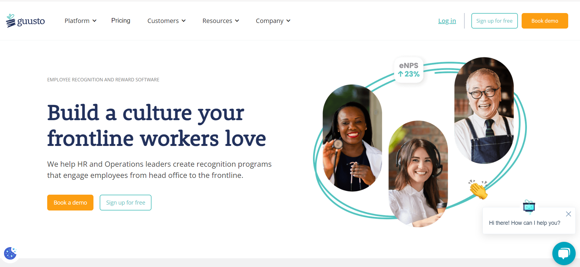This is the image of the Home page of Guusto for an employee engagement survey. 