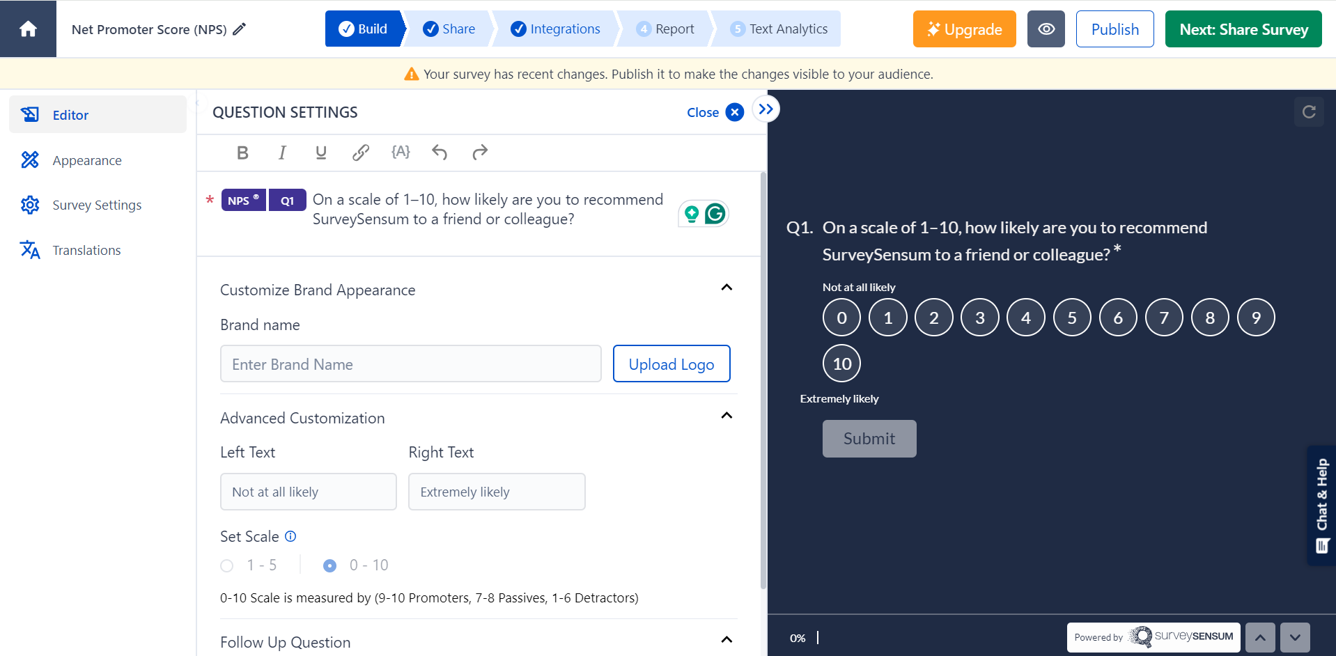  This is the image of the Quick Preview feature of SurveySensum where users can preview the changes they are making to surveys while working simultaneously on their surveys. 