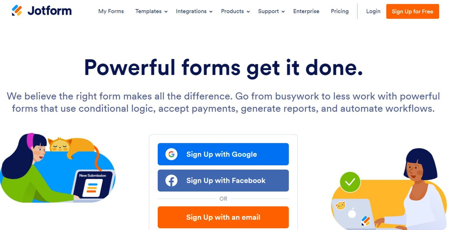  the image shows the home page of Jotform- one of the best survey tools online. 