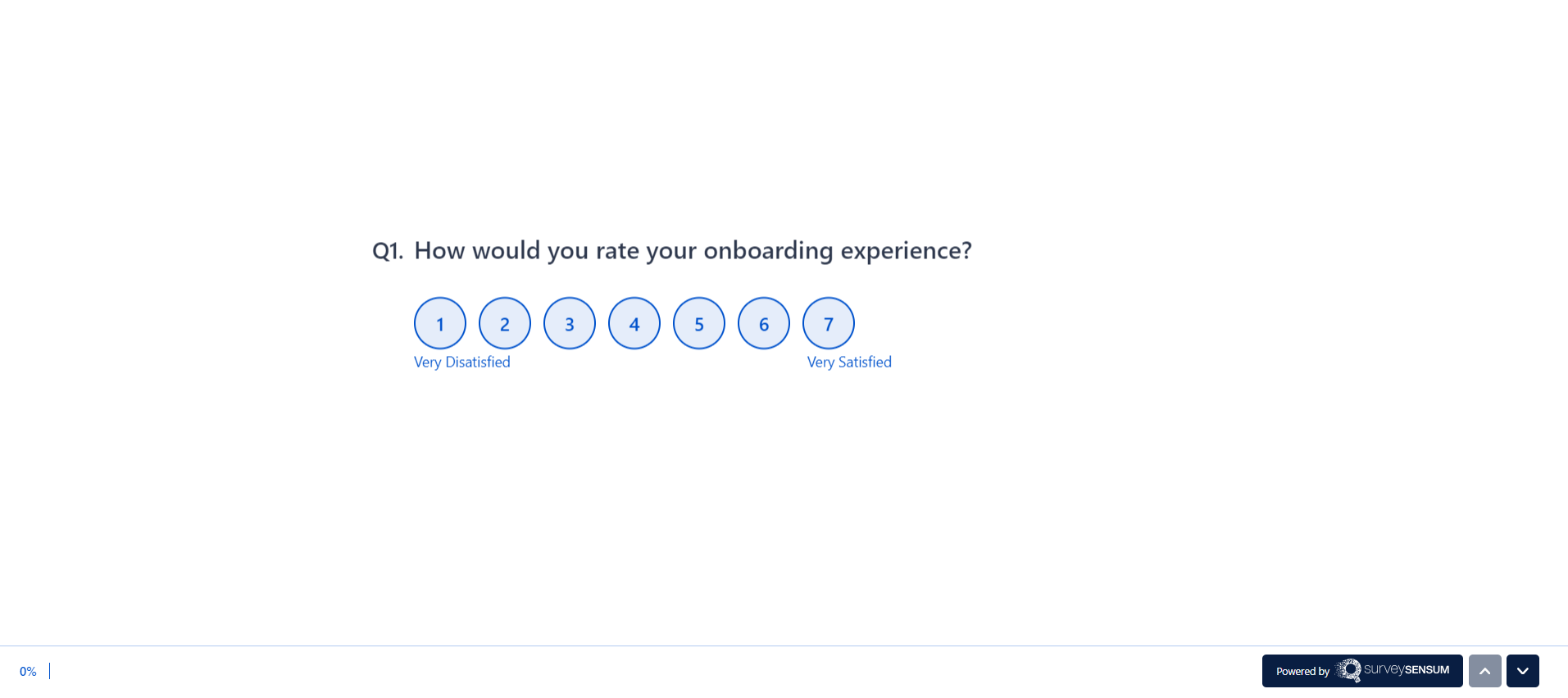 the image shows a question example of Onboarding Surveys offered by SurveySensum which is directed towards gathering employees’ onboarding experience.