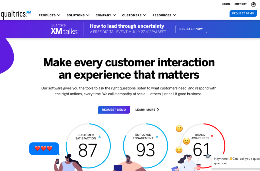 This is the image of the Home page of Qualtrics- the online Customer Experience Management system. 