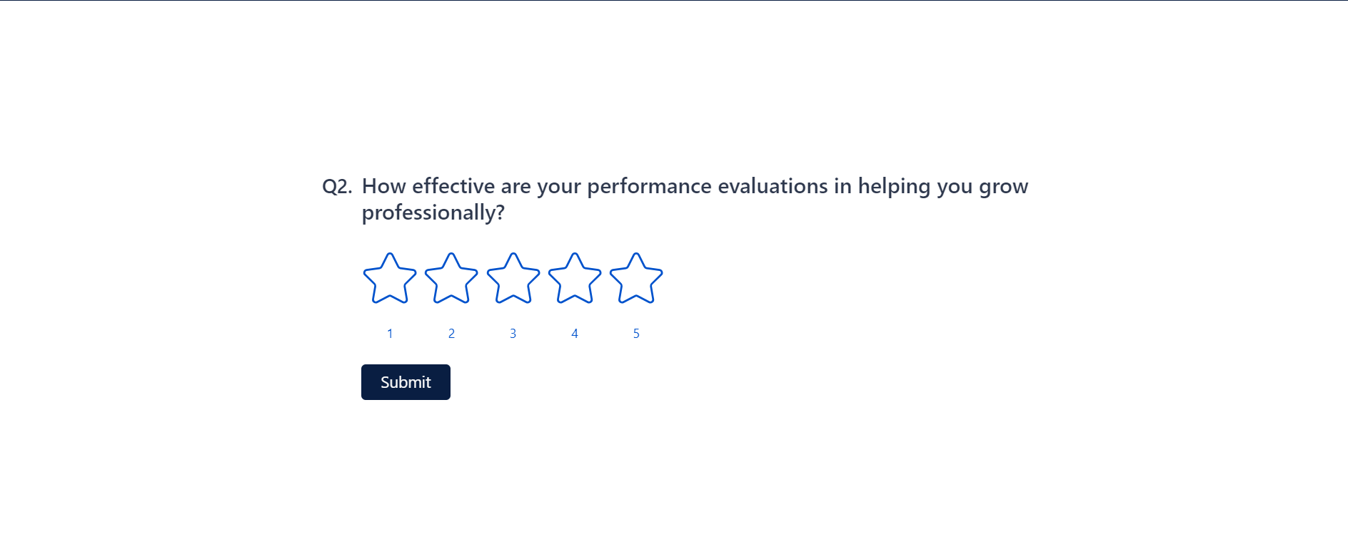 The image shows a question example for the performance feedback surveys offered by SurveySensum.