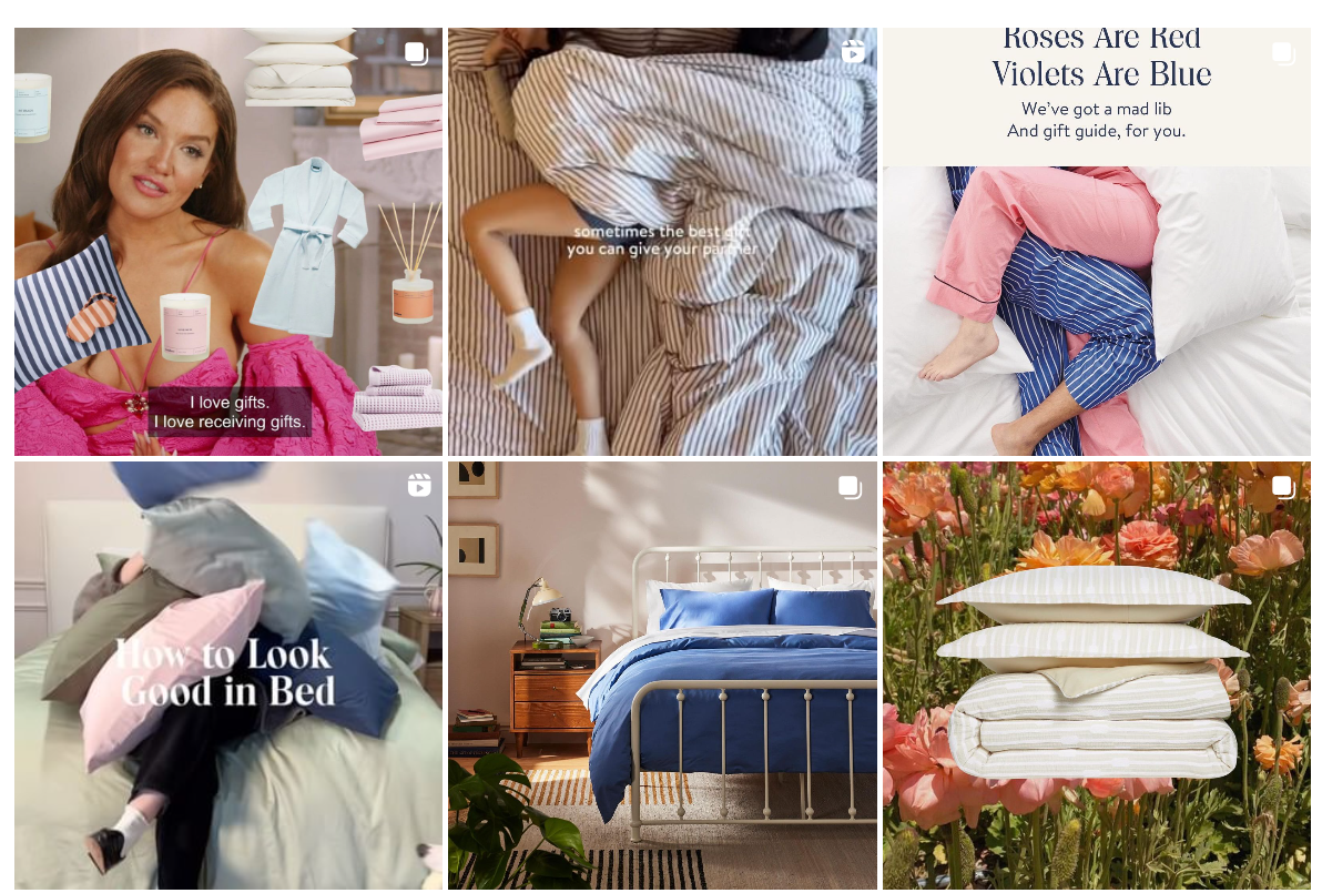 The image shows a Screenshot of Brooklinen's Instagram account. 