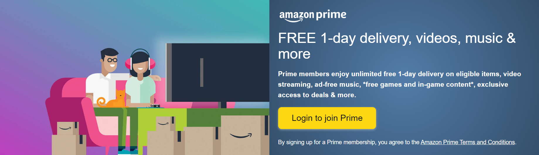 The image shows the benefits of Amazon Prime membership.