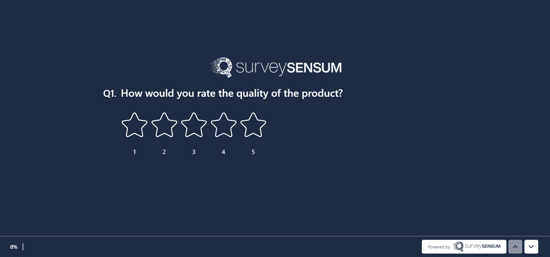 The image shows a CSAT survey where the customer is being asked to rate the product quality on 5 star rating scale.