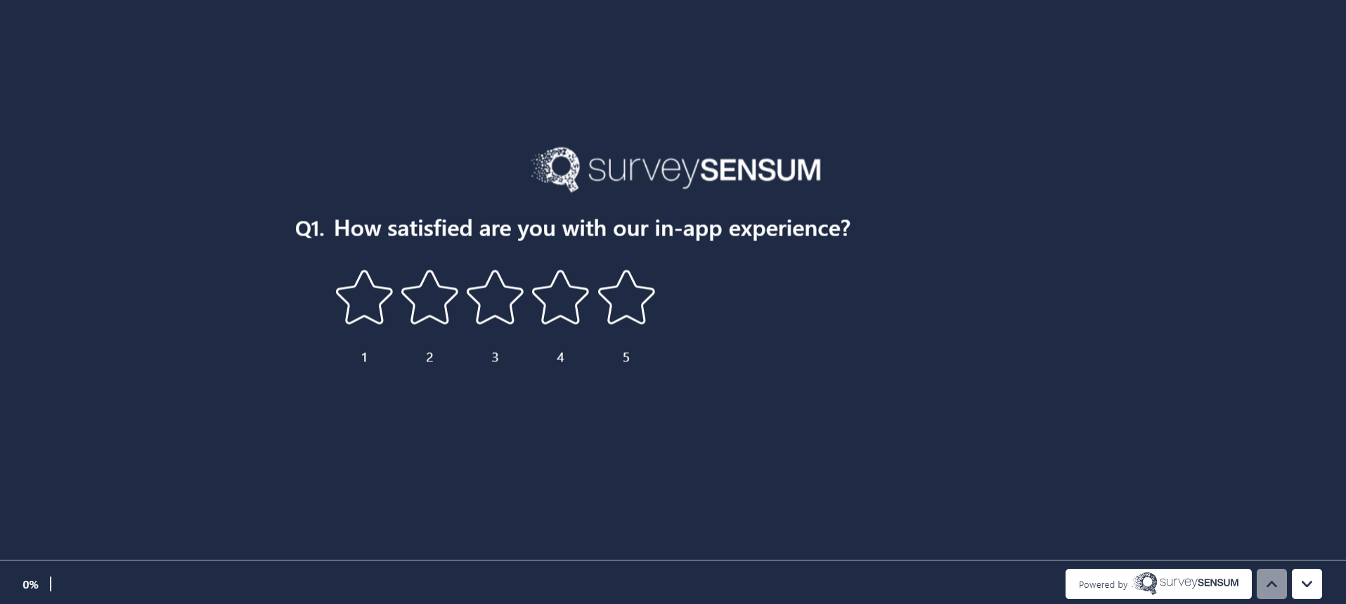 The image shows a close-ended question where the customer is being asked how satisfied they are with the in-app experience.