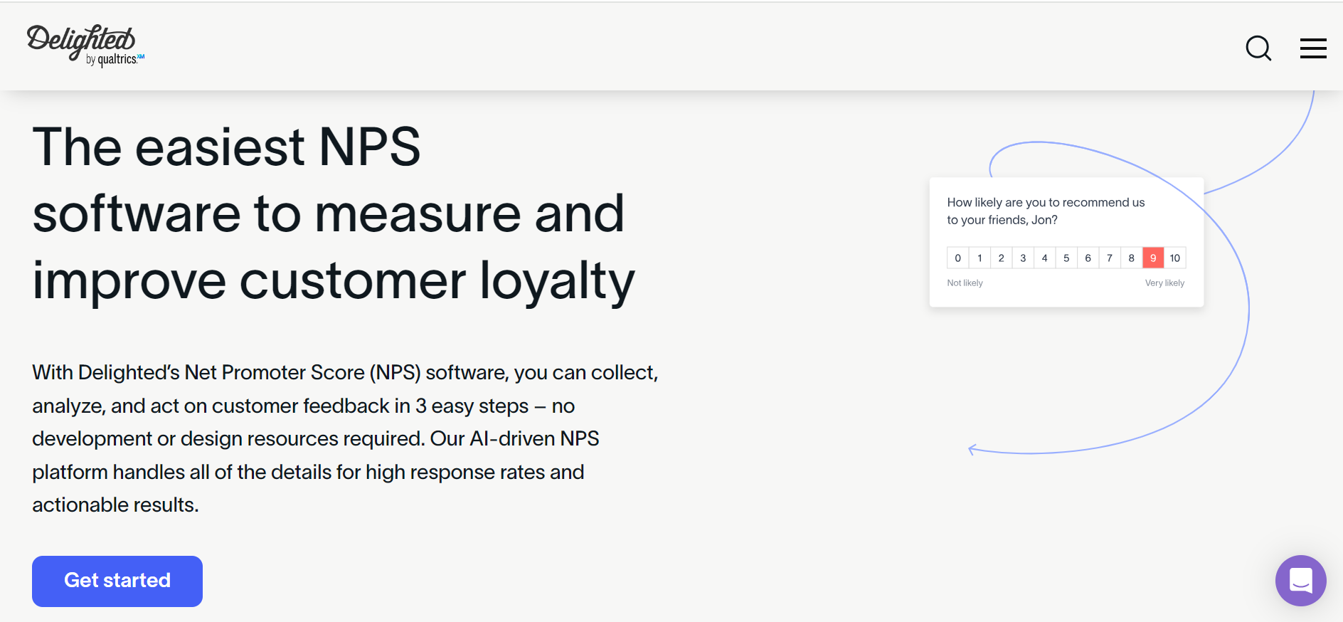 This image depicts the screenshot of Delighted’s NPS software